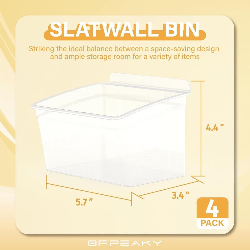 BFPeaky 4-PC Slatwall Bins, Slatwall Accessory, Slatwall Shelves, Hanging Slatwall Basket, Size 5.7'' x 3.4'' x 4.4'', Hold Small Items (PPE Recyclable Material) - Image 2